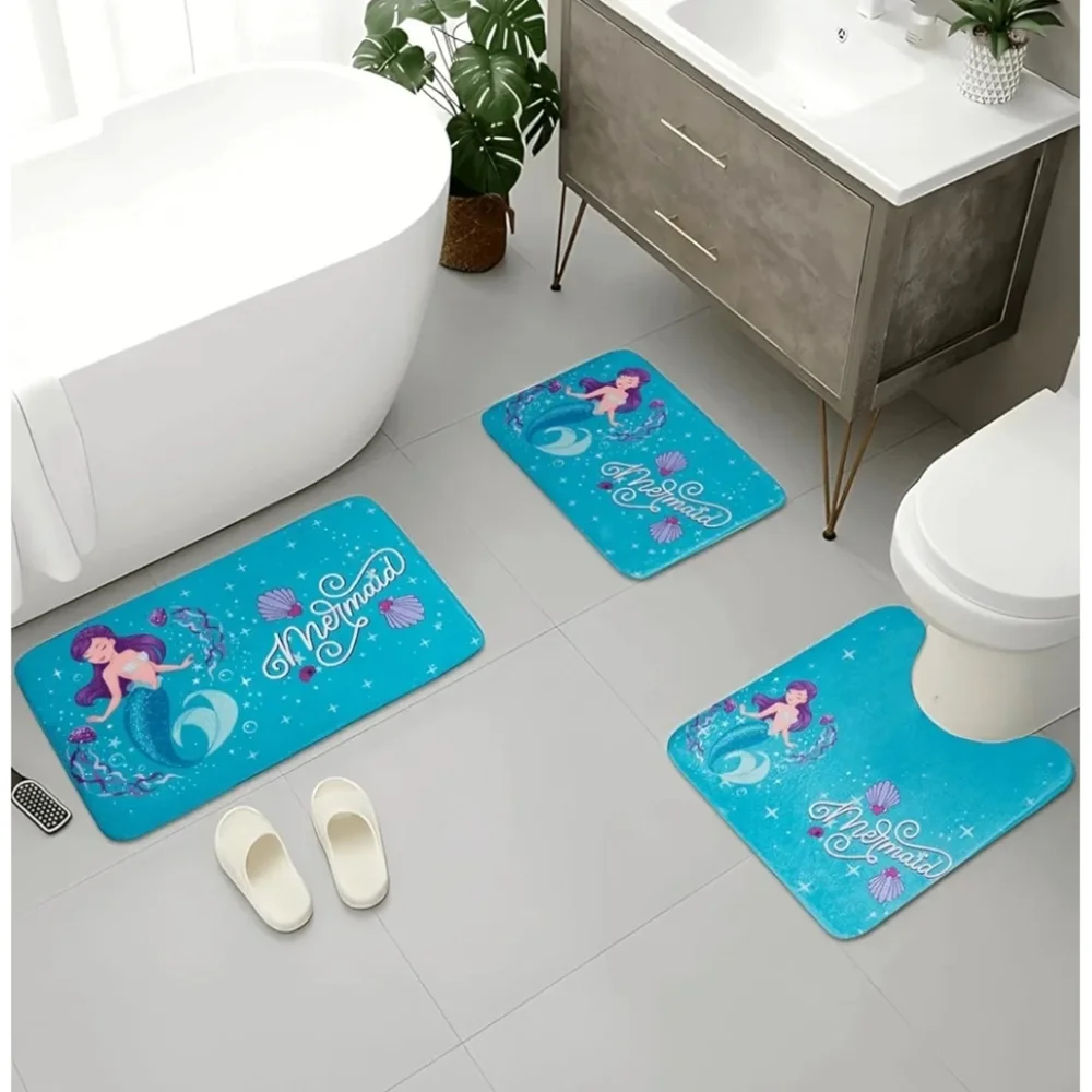 Mermaid Themed Bath Mat Set